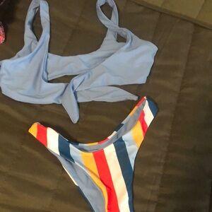 Zaful Blue and Multicolor Bikini Set